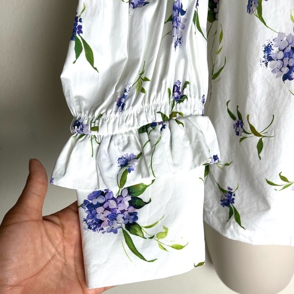 Les Reveries Elizabeth Shirt In Lavender Hydrangea White M Puff Sleeves Prairie - Picture 11 of 11